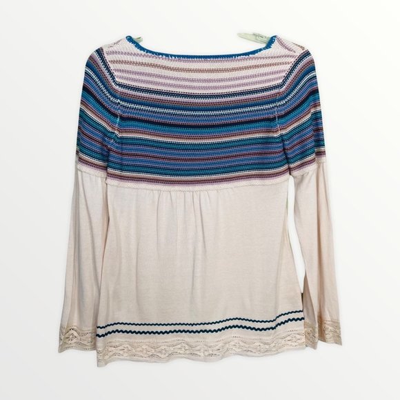 Chelsea & Violet Beige Floral Embroidered Shirt Size Medium - Picture 3 of 9